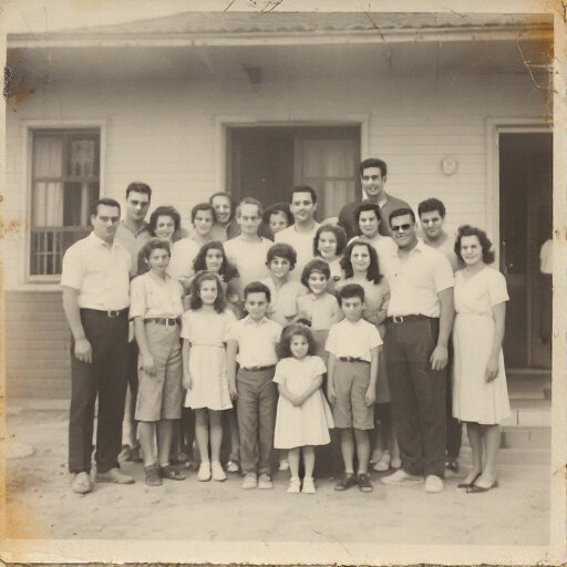Retrato antigo de uma família grande reunida